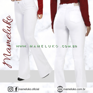 Calça Jeans Branca Sarja Feminina Branco na Mameluko