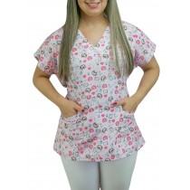 Scrubs Camiseta Mameluko Bata Hospitalar Estampa Clinica Amor pela Enfermagem - Rosa 
