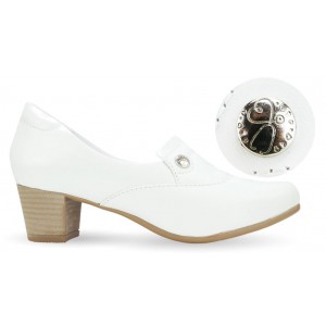 Sapato Couro Branco Feminino com P Branco - P na Mameluko